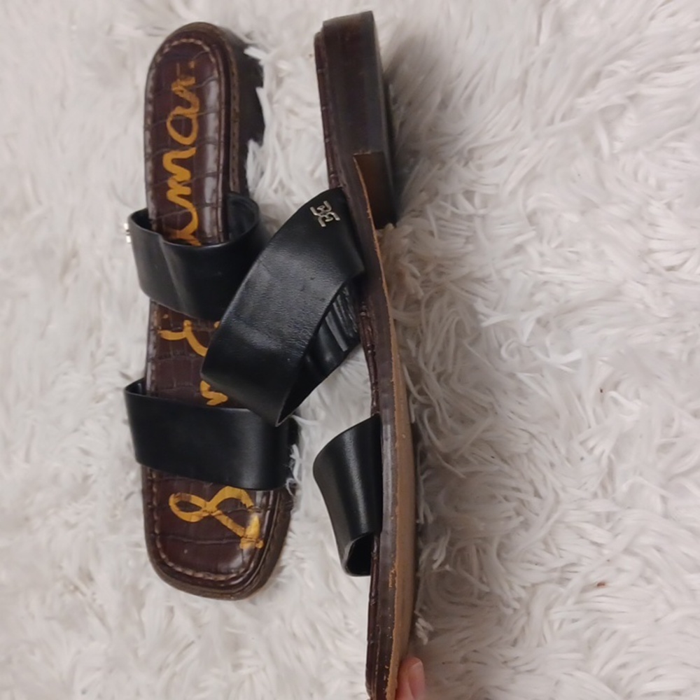 Sam Edeman Haydee Black Leather Double Strap Sandals Size 9.5 - Picture 3 of 12